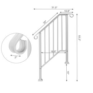 Corrimano in Ferro per Esterni per 2 Gradini, Dispositivo di Assistenza con Kit di Installazione per Corrimano Transizionale - Product Image 3