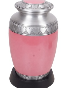 Urne funéraire classique en métal rose avec finition peinte urnes funéraires en métal décor d'intérieur urne adulte brillant photo cendres urne - Product Image 1