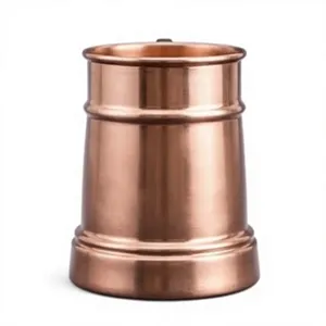 Jarra clásica de cobre cepillado liso, taza premium de metal tradicional para cerveza, estilo clásico de taberna con acento horizontal. - Product Image 6