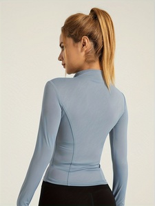 Veste de yoga côtelée pour femme à manches longues, vêtements de sport pour l'entraînement, la course et la gym, personnalisable avec logo, OEM, ODM, marque privée, vente en gros - Product Image 2