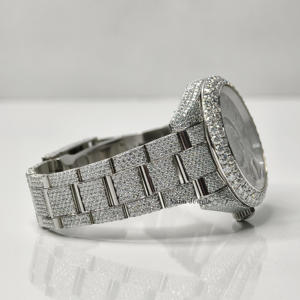 Reloj Mecánico de Lujo con Moissanita y Acero Inoxidable, Corte Redondo, Estilo Hip Hop, para Hombre, Diseño Completamente Diamantado, Hecho a Mano - Product Image 3