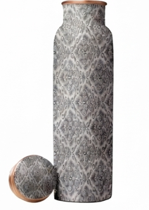 Elegante Botella de Agua de Cobre con Estampado Gris y un Toque Premium para Hidratación Diaria, Viajes, Gimnasio y Hogar - Product Image 3