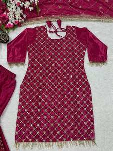 Elegante Conjunto Salwar de Diseño Estilo Bollywood para Mujer con Dupatta Bordada, Traje Étnico Estilizado, Piel Sintética de Secado Rápido para Diwali y Eid 2026 - Product Image 5