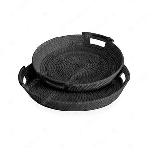 NEST & <b>SERVE</b> Woven Dinner Tray <b>Set</b> of 2, Table Bamboo Rattan Tray Food Fruit Storage - Product Image 5