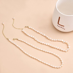 Nouveau collier de perles d'eau douce de riz de 4-5 mm, ensemble de collier à double rangée, bijoux Xiang, cadeau de bijoux 520 - Product Image 2