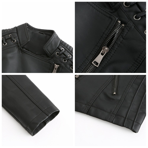 Veste en cuir pour homme OEM, design personnalisé, mode classique, streetwear, veste de moto en cuir, coupe-vent, imperméable, pour la conduite - Product Image 4