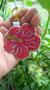 Floral Embroidery Beaded Handmade Eco-Friendly Classic Decorative <b>Keychain</b> Gift for Women and Girls - Product Image 2