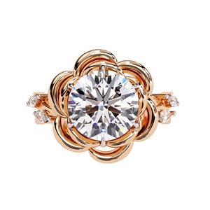 Anillo floral de diamante cultivado en laboratorio de 2 quilates certificado IGI, oro de lujo, joyería de compromiso de boda sostenible, proveedor al por mayor - Product Image 1