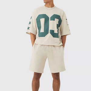 Ensemble décontracté homme été respirant grande taille chemise à manches courtes unie et short léger avec cordon de serrage avant et poches cargo - Product Image 1
