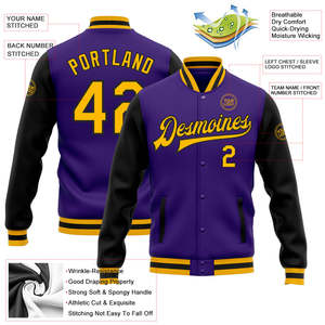 Veste universitaire pour homme en sublimation, 100 % polyester, style décontracté, veste de baseball avec bordure côtelée et poches avant - Product Image 3