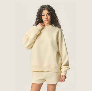 Sudadera de Forro Polar de Invierno para Mujer, de Poliéster/Algodón, Cuello Alto, Manga Larga, Oversize, Ligera y Holgada - Product Image 6