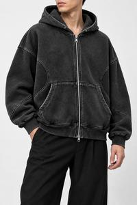 Sweat-shirt à capuche oversize pour homme, 100% coton molletonné, décontracté, avec poche avant, manches classiques, vêtement d'hiver, coupe ample, ODM - Product Image 2