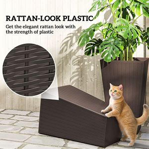Set di 3 Fioriere in Plastica Alte 7,3 m Stile Rattan con Foro di Drenaggio Anti-Crepa per Uso Interno ed Esterno, Ufficio e Patio - Product Image 6
