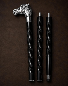Luxury Horse Head <b>Walking</b> Cane <b>Metal</b> Gold Silver Chrome Handle Spiral Wooden Shaft Vintage Gentleman <b>Walking</b> <b>Stick</b> Handmade - Product Image 6
