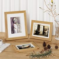 Cadres photo en bois de chêne massif avec passe-partout et verre trempé de qualité supérieure, pour montage mural ou présentation sur table