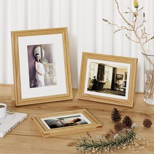 Solid Oak Wood <b>Picture</b> <b>Frames</b> Matted for <b>Picture</b> <b>Frames</b> <b>with</b> Premium Tempered Glass, Wall <b>Mount</b> or Tabletop Display - Product Image 3