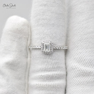 Anillo de Compromiso Clásico de Oro Blanco Sólido de 14K con Halo de Diamantes, Hecho a Mano, 0.705 CTW, Diamantes G-H, Anillo de Boda, Listo para Enviar, Joyería Fina - Product Image 4