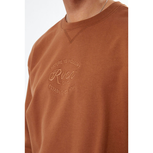 เสื้อสเวตเชิ้ตคอกลมสีน้ำตาลสำหรับผู้ชาย ทรงปกติ ผ้าฝ้าย 100% ปักโลโก้ สวมใส่สบายๆ สำหรับฤดูใบไม้ร่วง - Product Image 6