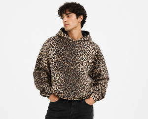 Sudadera con capucha de forro polar con estampado de leopardo y corte cropped para mujer, estilo oversize holgado, con estampado de guepardo y camuflaje, unisex - Product Image 2