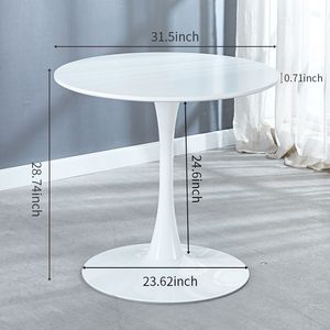 Tavolo Tulip Mid-Century da 31,5 pollici con piano in MDF, tavolo da pranzo a piedistallo per 2-4 persone, tavolo da caffè per il tempo libero - Product Image 2