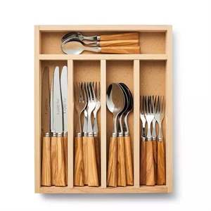 Ensemble de couverts en acier inoxydable de qualité supérieure, fabriqués à la main, avec manche en bois, idéal pour les occasions de repas. - Product Image 5