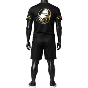 ชุดกีฬาฮอกกี้สีดำสำหรับผู้ชาย ชุดเสื้อเจอร์ซีย์และกางเกงขาสั้นโพลีเอสเตอร์ ชุดทีมกีฬา ชุดฝึกซ้อมกลางแจ้ง ชุดแข่งขัน - Product Image 2