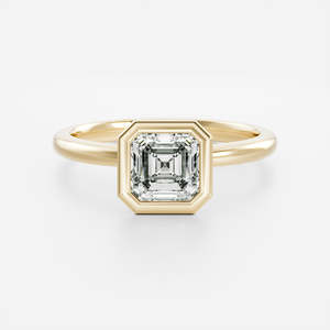 Bague de fiançailles solitaire de luxe en or massif 14 carats avec diamant de laboratoire taille Asscher classique de 1 à 4 carats, certifiée IGI, cadeau unisexe - Product Image 1
