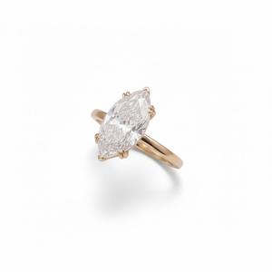Bague de fiançailles solitaire en or pur 14K 18K avec diamant de laboratoire de taille marquise de 1,25 carat, couleur DEF personnalisée, clarté VVS certifiée CVD - Product Image 2