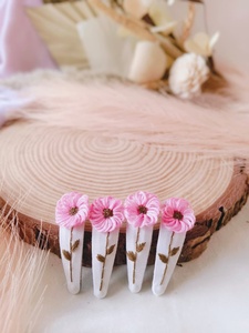 Conjunto de Pinzas para el Cabello Bordadas a Mano con Diseño Navideño de Coníferas, Pinzas de Tela de 6 cm, Accesorios para el Cabello de Niñas, para Fiestas Casuales - Product Image 2