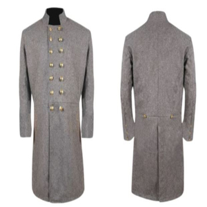Abrigo Largo para Hombre, Estilo Histórico, Doble Botonadura, Reproducción Americana, Abrigo Gris Confederado, 100% Lana - Product Image 2