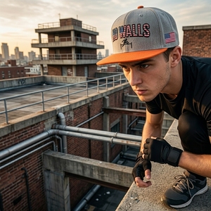 INJAE OEM Custom <b>Flat</b> Bill Snapback <b>Hat</b> 6 Panel Structured Polyester/Cotton Unisex Adjustable Raised Embroidery Private Label - Product Image 5