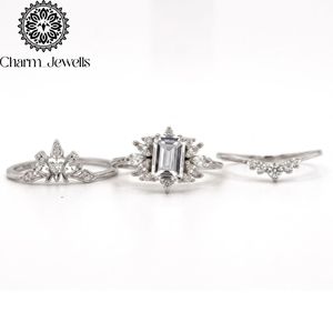 Bague de fiançailles en moissanite taille coussin motif floral Charm Jewells, en argent 925, sertie à griffes, style classique pour femme, certifiée IGI - Product Image 4