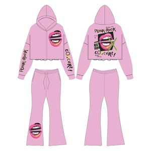 2024 personnalisé en gros 100% coton Flare Track Jogger survêtements 3D bouffée impression survêtements empilés sueur décontracté polaire hiver - Product Image 1