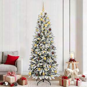 Árbol de Navidad Artificial Blanco de 82.68 Pulgadas con 300 Luces LED - Product Image 1