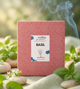 Bâtons d'encens en bois de bambou aromatique biologique BASIL - ÉCOLOGIQUES ET LONGUE DURÉE - Product Image 1