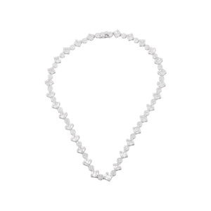 Collar de moissanita con diamantes de imitación en forma de baguette y redondos, estilo tenis, elegante, lujoso y brillante, para mujer, ideal para regalo. - Product Image 2