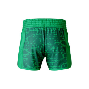 Shorts de boxe personnalisables avec logo camouflage vert pour hommes, 100% polyester, séchage rapide, vêtements d'arts martiaux, shorts de Muay Thai - Product Image 3
