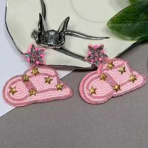 SHOW Luxury Beaded Embroidery Earrings Rhinestone <b>Decor</b> Beaded Leaf Drop Earrings From India Handmade Earring for Women and Girl - Product Image 1