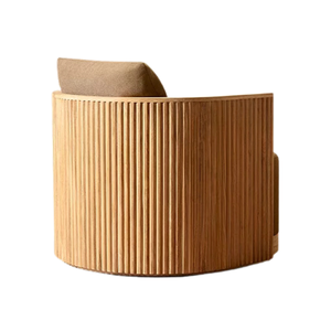Sillón de Exterior Contemporáneo con Giro de 360 Grados, Estructura Curva Elegante de Teca Sólida, Muebles de Jardín de Lujo - Product Image 2