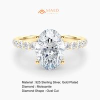 Bague de fiançailles et de mariage ovale en moissanite plaquée or pour femme, ensemble de luxe pour mariée, bijoux fins, cadeau