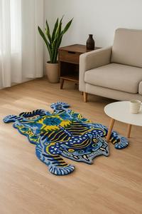 Handmade Modern High Pile PET Friendly Reversible Wool Rug Customizable tiger Design for Kids Room Home <b>Decor</b> Picnic Area Gift - Product Image 2