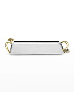 Luxury Hammered Brass Rectangular Serving Tray Gold Handles Decorative <b>Vanity</b> Platter Home Kitchen Tabletop Centerpiece Display - Product Image 4