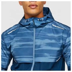 <b>Men's</b> Hooded Soft Shell <b>Jacket</b> Full Zip Water Resistant Gradient Blue Outdoor Sport Wear Regular Fit - Product Image 2