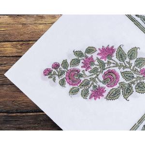 Juego de servilletas de comedor reutilizables hechas a mano, recién llegado, servilleta de algodón estampada a mano, inauguración de la casa, diseño de flores de boda, tela/Tela - Product Image 3