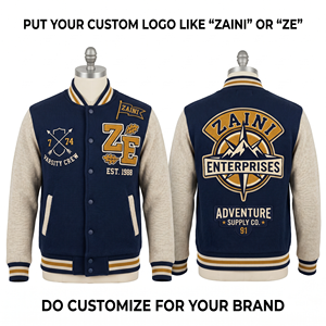 เสื้อแจ็คเก็ตวาร์ซิตี้ ZAINI 400 GSM พรีเมียม ผลิตจากผ้าขนแกะโพลาร์ สำหรับทั้งชายและหญิง กันลม สีเทา-ดำ แขนเสื้อตัดกัน ปักลายเชนิลล์  แบบสั่งทำพิเศษ - Product Image 1