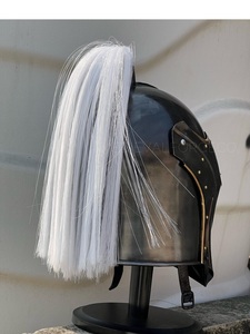 Casco de Caballero Medieval con Acabado en Latón, Armadura de Acero con Pluma y Visera Abierta, Vanguard Winged - Product Image 6