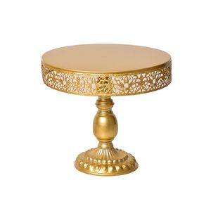 Elegante soporte redondo de metal para presentación de pasteles en fiestas de cumpleaños con base de pedestal resistente para mesa de postres. - Product Image 5