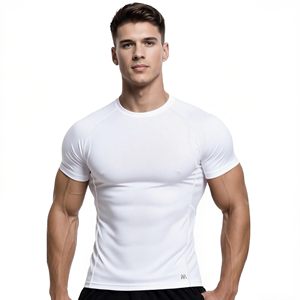 <b>mens</b> workout compression tshirt gym athletic fitness tee quick dry <b>stretch</b> fabric supplier - Product Image 3