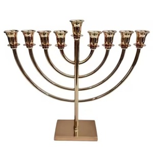 <b>Antique</b> Style Metal Menorah Candle Stand Jewish Hanukkah 9 Branch Candle Holder Candelabra Religious Home Table Decoration Gift - Product Image 5