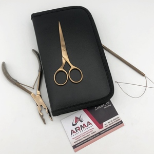 Kit profesional de extensiones de cabello color oro rosa, tijeras de 2 orificios y pinzas de bucle, kit de extensiones de cabello personalizado de grado quirúrgico - Product Image 4